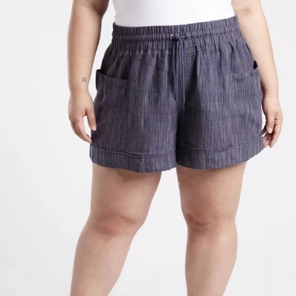 NWT Athleta Cabo Linen Textured 4" Short Plus Size 24W - Picture 1 of 9